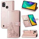 For Tecno POP 4 Pro Four-leaf Clasp Embossed Buckle Mobile Phone Protection Leather Case with Lanyard & Card Slot & Wallet & Bracket Function(Rose Gold) - 1