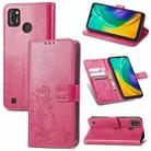 For Tecno POP 4 Pro Four-leaf Clasp Embossed Buckle Mobile Phone Protection Leather Case with Lanyard & Card Slot & Wallet & Bracket Function(Magenta) - 1