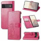 For Google Pixel 6 Pro Four-leaf Clasp Embossed Buckle Mobile Phone Protection Leather Case with Lanyard & Card Slot & Wallet & Bracket Function(Magenta) - 1