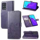 For Cubot X30 Four-leaf Clasp Embossed Buckle Mobile Phone Protection Leather Case with Lanyard & Card Slot & Wallet & Bracket Function(Purple) - 1