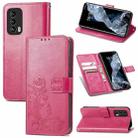 For Meizu 18 Four-leaf Clasp Embossed Buckle Mobile Phone Protection Leather Case with Lanyard & Card Slot & Wallet & Bracket Function(Magenta) - 1