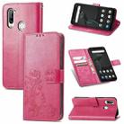 For ZTE Libero 5G Four-leaf Clasp Embossed Buckle Mobile Phone Protection Leather Case with Lanyard & Card Slot & Wallet & Bracket Function(Magenta) - 1