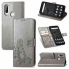 For ZTE Libero 5G Four-leaf Clasp Embossed Buckle Mobile Phone Protection Leather Case with Lanyard & Card Slot & Wallet & Bracket Function(Gray) - 1