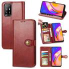 For OPPO A94 5G /F19 Pro+ 5G /Reno5 Z Solid Color Leather Buckle Phone Case with Lanyard & Photo Frame & Card Slot & Wallet & Stand Function(Red) - 1