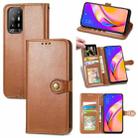 For OPPO A94 5G /F19 Pro+ 5G /Reno5 Z Solid Color Leather Buckle Phone Case with Lanyard & Photo Frame & Card Slot & Wallet & Stand Function(Brown) - 1