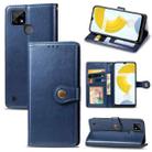 For OPPO Realme C21 Solid Color Leather Buckle Phone Case with Lanyard & Photo Frame & Card Slot & Wallet & Stand Function(Blue) - 1