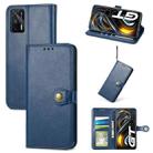 For OPPO Realme GT 5G/ Realme Q3 Pro 5G Solid Color Leather Buckle Phone Case with Lanyard & Photo Frame & Card Slot & Wallet & Stand Function(Blue) - 1