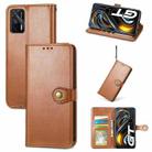 For OPPO Realme GT 5G/ Realme Q3 Pro 5G Solid Color Leather Buckle Phone Case with Lanyard & Photo Frame & Card Slot & Wallet & Stand Function(Brown) - 1