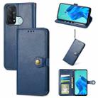 For OPPO Reno5 A Solid Color Leather Buckle Phone Case with Lanyard & Photo Frame & Card Slot & Wallet & Stand Function(Blue) - 1
