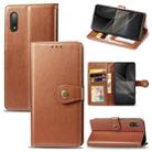 For Sony Xperia ACE II Solid Color Leather Buckle Phone Case with Lanyard & Photo Frame & Card Slot & Wallet & Stand Function(Brown) - 1