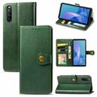 For Sony Xperia 10 III Solid Color Leather Buckle Phone Case with Lanyard & Photo Frame & Card Slot & Wallet & Stand Function(Green) - 1