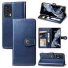 For Meizu 18 Solid Color Leather Buckle Phone Case with Lanyard & Photo Frame & Card Slot & Wallet & Stand Function(Blue) - 1
