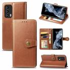 For Meizu 18 Solid Color Leather Buckle Phone Case with Lanyard & Photo Frame & Card Slot & Wallet & Stand Function(Brown) - 1