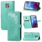 For Motorola Moto G Power 2021 Mandala Flower Embossed Horizontal Flip Leather Case with Holder & Three Card Slots & Wallet & Lanyard(Green) - 1