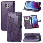 For Motorola Moto G Power 2021 Mandala Flower Embossed Horizontal Flip Leather Case with Holder & Three Card Slots & Wallet & Lanyard(Purple) - 1