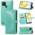 For OPPO Realme C21 Mandala Flower Embossed Horizontal Flip Leather Case with Holder & Three Card Slots & Wallet & Lanyard(Green) - 1