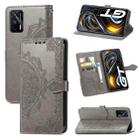 For OPPO Realme GT 5G / Realme Q3 Pro 5G Mandala Flower Embossed Horizontal Flip Leather Case with Holder & Three Card Slots & Wallet & Lanyard(Gray) - 1