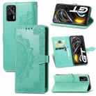 For OPPO Realme GT 5G / Realme Q3 Pro 5G Mandala Flower Embossed Horizontal Flip Leather Case with Holder & Three Card Slots & Wallet & Lanyard(Green) - 1