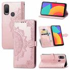 For Alcatel 1L 2021 Mandala Flower Embossed Horizontal Flip Leather Case with Holder & Three Card Slots & Wallet & Lanyard(Rose Gold) - 1