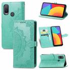 For Alcatel 1L 2021 Mandala Flower Embossed Horizontal Flip Leather Case with Holder & Three Card Slots & Wallet & Lanyard(Green) - 1