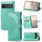 For Google Pixel 6 Pro Mandala Flower Embossed Horizontal Flip Leather Case with Holder & Three Card Slots & Wallet & Lanyard(Green) - 1