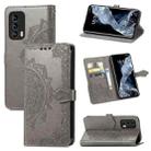 For Meizu 18 Mandala Flower Embossed Horizontal Flip Leather Case with Holder & Three Card Slots & Wallet & Lanyard(Gray) - 1