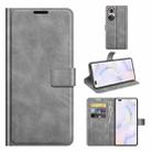 Retro Calf Pattern Buckle Card Wallet Left and Right Flip Phone Holster with Bracket Function For Honor 50 Pro(Grey) - 1