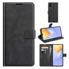 Retro Calf Pattern Buckle Card Wallet Left and Right Flip Phone Holster with Bracket Function For vivo Y31 / vivo Y51 2020（India）(Black) - 1