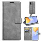 Retro Calf Pattern Buckle Card Wallet Left and Right Flip Phone Holster with Bracket Function For vivo Y31 / vivo Y51 2020（India）(Grey) - 1