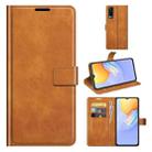 Retro Calf Pattern Buckle Card Wallet Left and Right Flip Phone Holster with Bracket Function For vivo Y31 / vivo Y51 2020（India）(Yellow) - 1