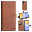 Retro Calf Pattern Buckle Card Wallet Left and Right Flip Phone Holster with Bracket Function For vivo Y31 / vivo Y51 2020（India）(Light Brown) - 1