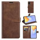 Retro Calf Pattern Buckle Card Wallet Left and Right Flip Phone Holster with Bracket Function For vivo Y31 / vivo Y51 2020（India）(Dark Brown) - 1