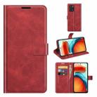 Retro Calf Pattern Buckle Card Wallet Left and Right Flip Phone Holster with Bracket Function For Xiaomi Redmi Note 10 Pro 5G/Poco X3 GT(Red) - 1