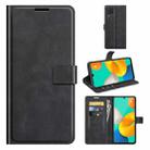 Retro Calf Pattern Buckle Card Wallet Left and Right Flip Phone Holster with Bracket Function For Samsung Galaxy M32(Black) - 1