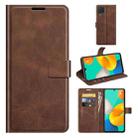 Retro Calf Pattern Buckle Card Wallet Left and Right Flip Phone Holster with Bracket Function For Samsung Galaxy M32(Dark Brown) - 1