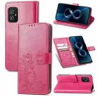 For Asus Zenfone 8 ZS590KS Four-leaf Clasp Embossed Buckle Mobile Phone Protection Leather Case with Lanyard & Card Slot & Wallet & Bracket Function(Magenta) - 1