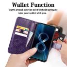 For Asus Zenfone 8 ZS590KS Four-leaf Clasp Embossed Buckle Mobile Phone Protection Leather Case with Lanyard & Card Slot & Wallet & Bracket Function(Purple) - 5