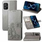 For Asus Zenfone 8 ZS590KS Four-leaf Clasp Embossed Buckle Mobile Phone Protection Leather Case with Lanyard & Card Slot & Wallet & Bracket Function(Gray) - 1