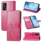 For vivo iQOO Neo5 Four-leaf Clasp Embossed Buckle Mobile Phone Protection Leather Case with Lanyard & Card Slot & Wallet & Bracket Function(Magenta) - 1