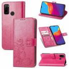For Ulefone Note 10 Four-leaf Clasp Embossed Buckle Mobile Phone Protection Leather Case with Lanyard & Card Slot & Wallet & Bracket Function(Magenta) - 1