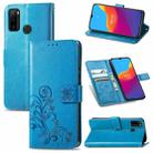 For Ulefone Note 10 Four-leaf Clasp Embossed Buckle Mobile Phone Protection Leather Case with Lanyard & Card Slot & Wallet & Bracket Function(Blue) - 1