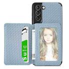 For Samsung Galaxy S21+ 5G Carbon Fiber Magnetic Card Bag TPU+PU Shockproof Back Cover Case with Holder & Card Slot & Photo Frame(Blue) - 1