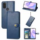 For Blackview A70 Solid Color Leather Buckle Phone Case with Lanyard & Photo Frame & Card Slot & Wallet & Stand Function(Blue) - 1
