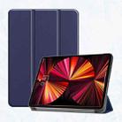 For iPad Pro 11 2022 / 2021 / 2020 ENKAY 3-Folding Shockproof PC Cover Custer Texture PU Leather Tablet Case with Holder & Sleep / Wake-up Function(Dark Blue) - 1