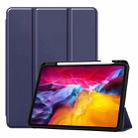 For iPad Pro 11 2022 / 2021 / 2020 ENKAY 3-Folding Shockproof TPU Cover Custer Texture PU Leather Tablet Case with Pencil Slot & Holder & Sleep / Wake-up Function(Dark Blue) - 1