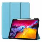 For iPad Pro 11 2022 / 2021 / 2020 ENKAY 3-Folding Shockproof TPU Cover Custer Texture PU Leather Tablet Case with Pencil Slot & Holder & Sleep / Wake-up Function(Light Blue) - 1