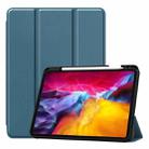 For iPad Pro 11 2022 / 2021 / 2020 ENKAY 3-Folding Shockproof TPU Cover Custer Texture PU Leather Tablet Case with Pencil Slot & Holder & Sleep / Wake-up Function(Dark Green) - 1