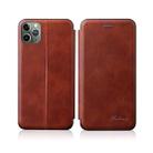 For iPhone 13 Integrated Voltage Retro Texture Magnetic TPU+PU Leather Case with Card Slot & Holder(Brown) - 1