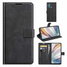 For Motorola Moto G60 / Moto G40 Fusion Retro Calf Pattern Buckle Card Wallet Left and Right Flip Phone Holster with Bracket Function(Black) - 1