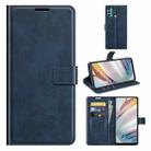 For Motorola Moto G60 / Moto G40 Fusion Retro Calf Pattern Buckle Card Wallet Left and Right Flip Phone Holster with Bracket Function(Blue) - 1